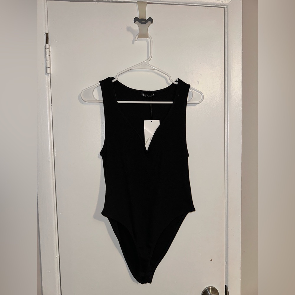 Black Zara Ribbed Body Suit